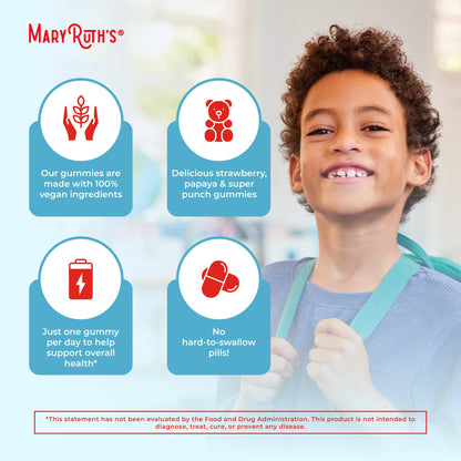 MaryRuth Organics Kids Multivitamin Gummies – Sugar-Free, Vegan | Ages 2+ | 60 Count