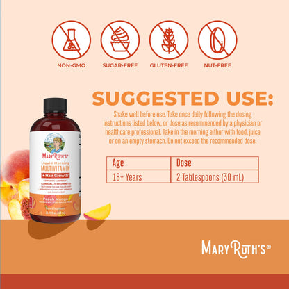 MaryRuth Organics Liquid Multivitamin + Hair Growth | Biotin 10000mcg | Lustriva for Thicker Hair - Calm Era
