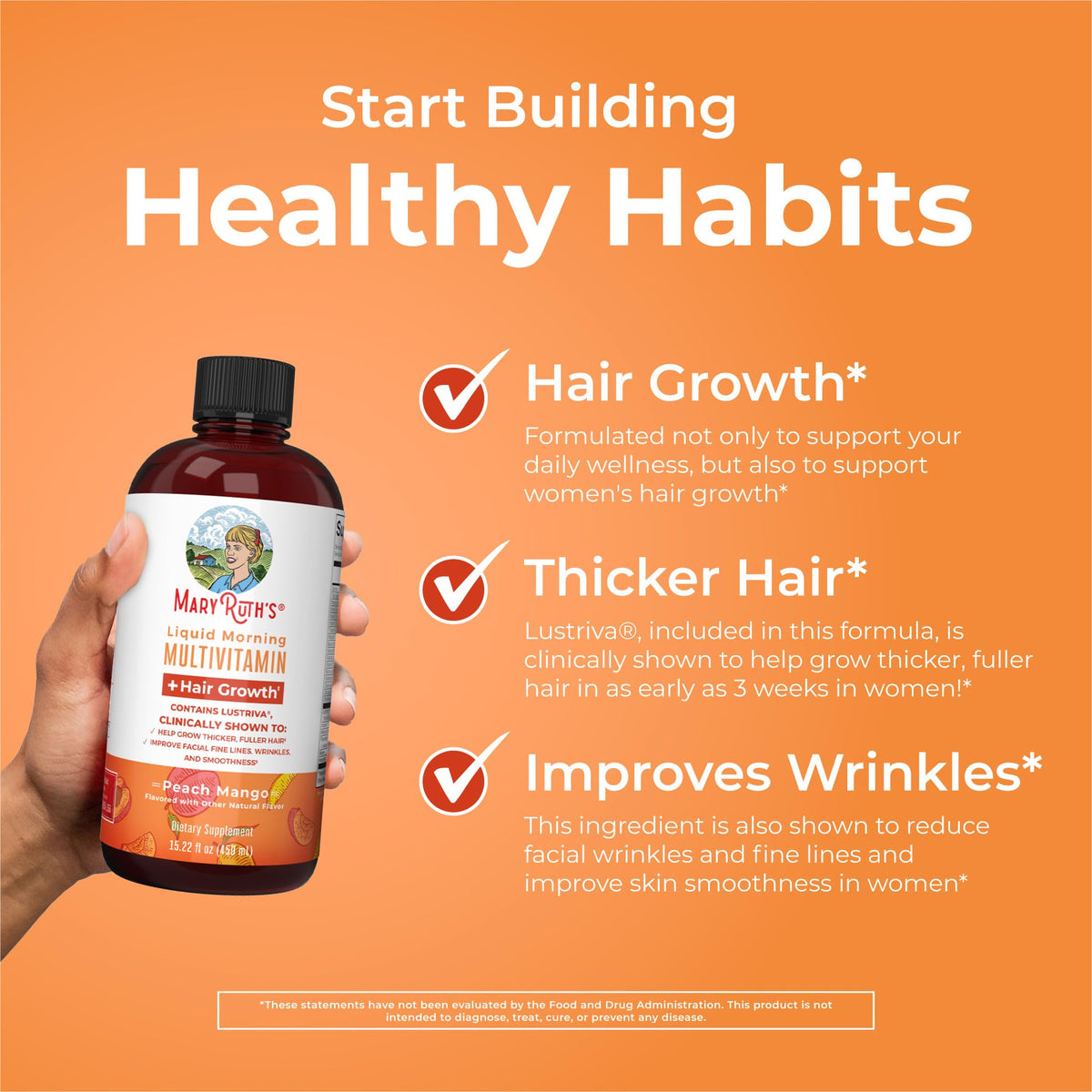 MaryRuth Organics Liquid Multivitamin + Hair Growth | Biotin 10000mcg | Lustriva for Thicker Hair - Calm Era