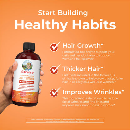 MaryRuth Organics Liquid Multivitamin + Hair Growth | Biotin 10000mcg | Lustriva for Thicker Hair - Calm Era