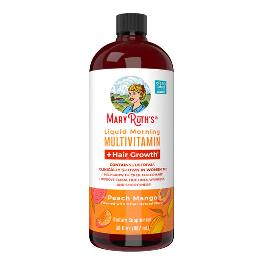 MaryRuth Organics Liquid Multivitamin + Hair Growth with Lustriva – Thicker Hair, Smoother Skin | Biotin 10000mcg | 30 Fl Oz - Calm Era