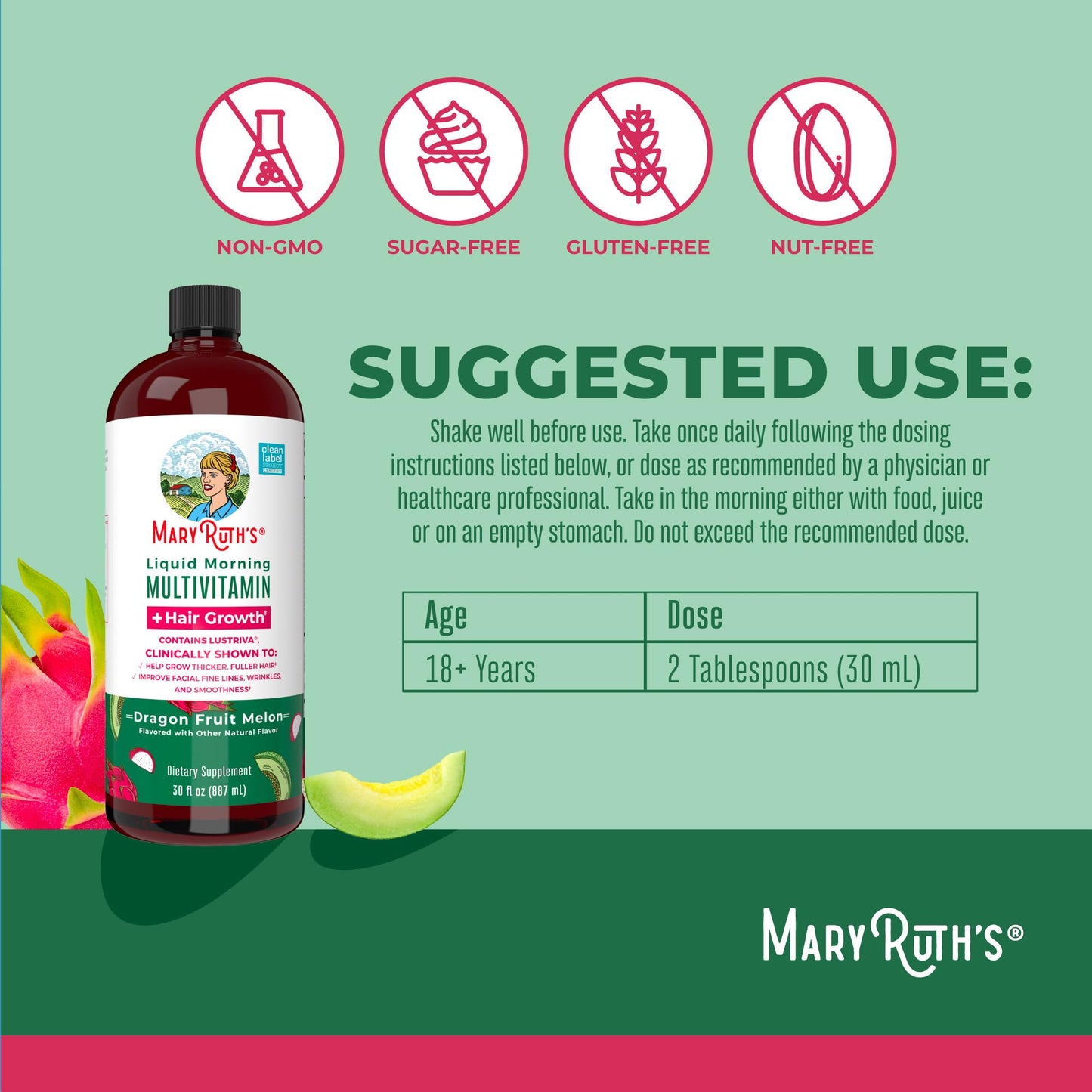 MaryRuth Organics Liquid Multivitamin + Lustriva Hair Growth for Women