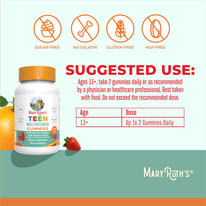 MaryRuth Organics Teen Multivitamin Gummies – Vegan, Sugar-Free, Gluten-Free | 60 Count