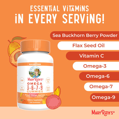 MaryRuth Organics Vegan Omega 3-6-7-9 Gummies – Non-GMO | 120 Count