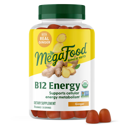MegaFood Vitamin B12 Energy Gummies — Ginger, USDA Organic, 70ct