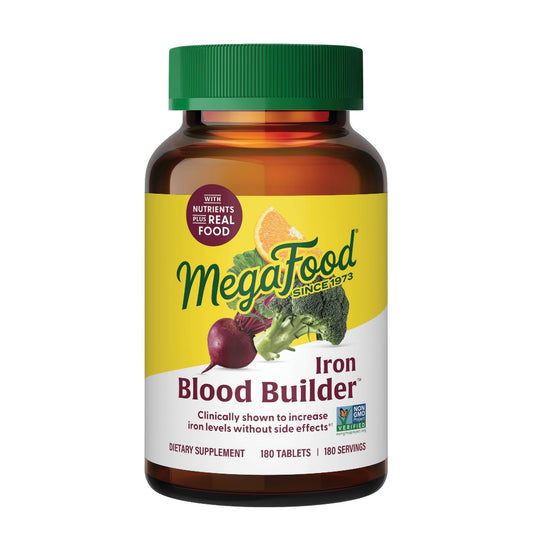 MegaFood Blood Builder Iron Supplement – 26mg Iron, Vegan (180 Tablets)