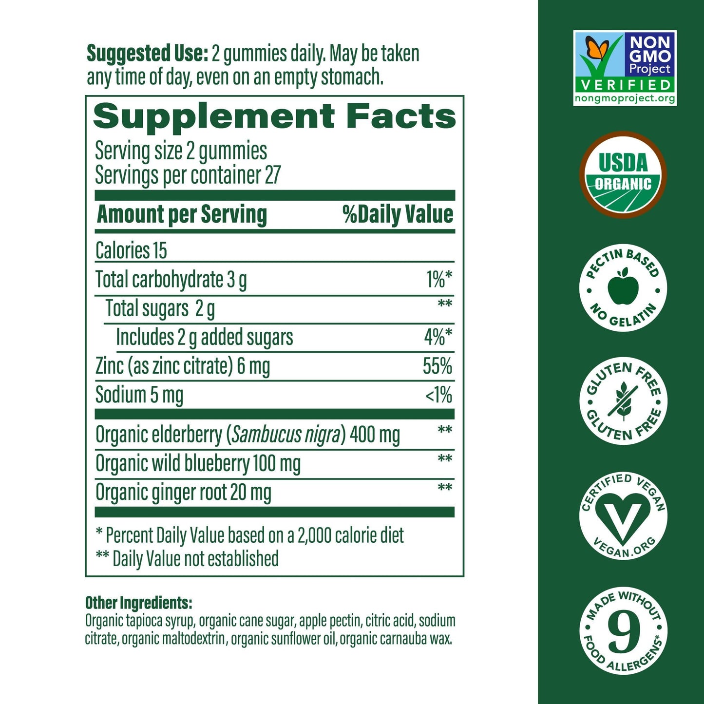 MegaFood Elderberry Immune Support Gummies — Zinc, USDA Organic, 54ct