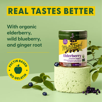 MegaFood Elderberry Immune Support Gummies — Zinc, USDA Organic, 54ct
