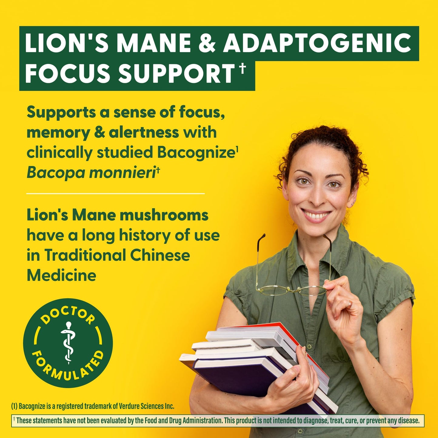 MegaFood Superfood Mushroom Focus Support – Lion’s Mane with Bacopa 60 Capsules