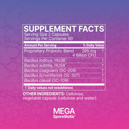 MegaSporeBiotic Probiotics - Spore-Based Digestive Health (180 Capsules) - Calm Era