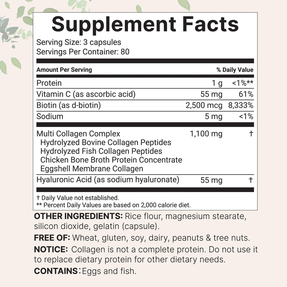 Micro Ingredients 2 Pack Multi Collagen Pills – Types I–X, Biotin & Hyaluronic Acid - Calm Era