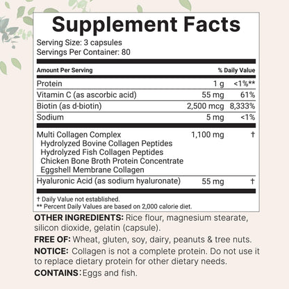 Micro Ingredients 2 Pack Multi Collagen Pills – Types I–X, Biotin & Hyaluronic Acid - Calm Era