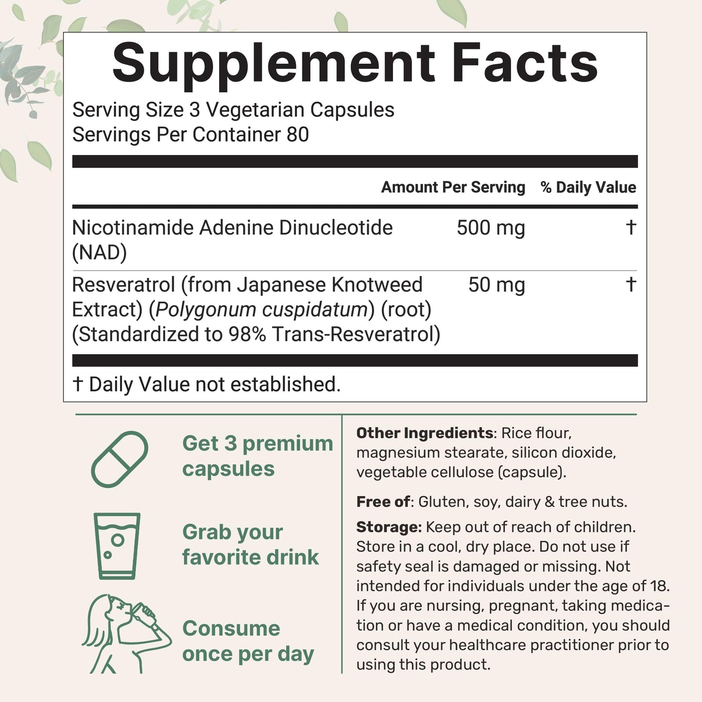 Micro Ingredients NAD+ 500mg with Resveratrol 240 Veggie Capsules
