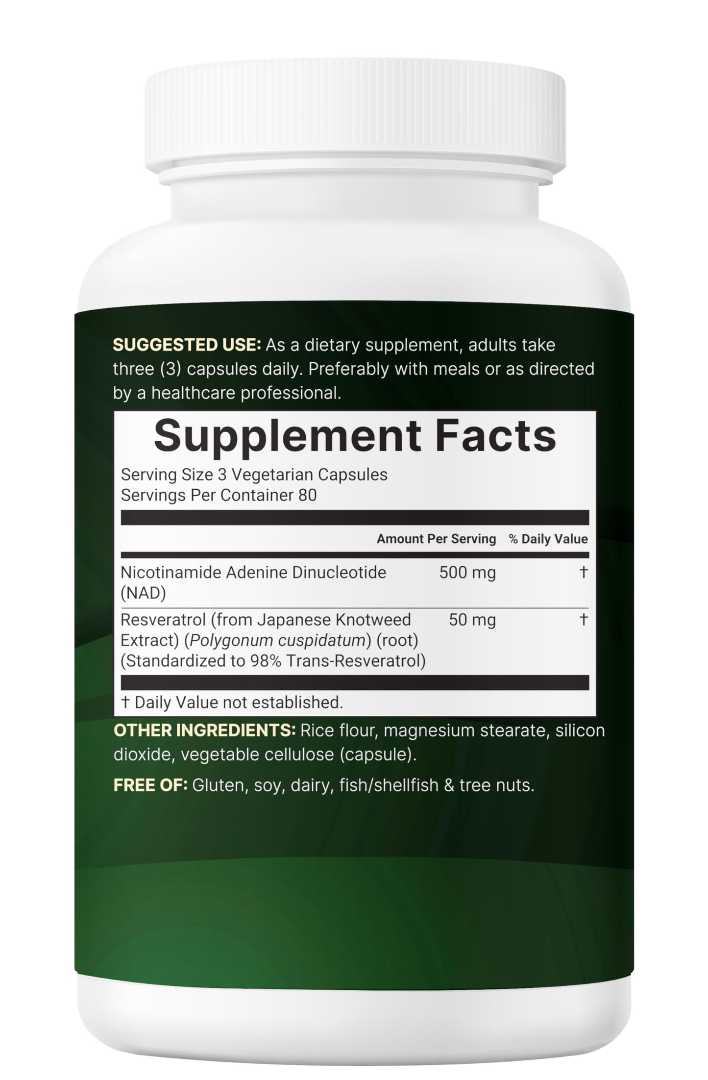 Micro Ingredients NAD+ 500mg with Resveratrol 240 Veggie Capsules