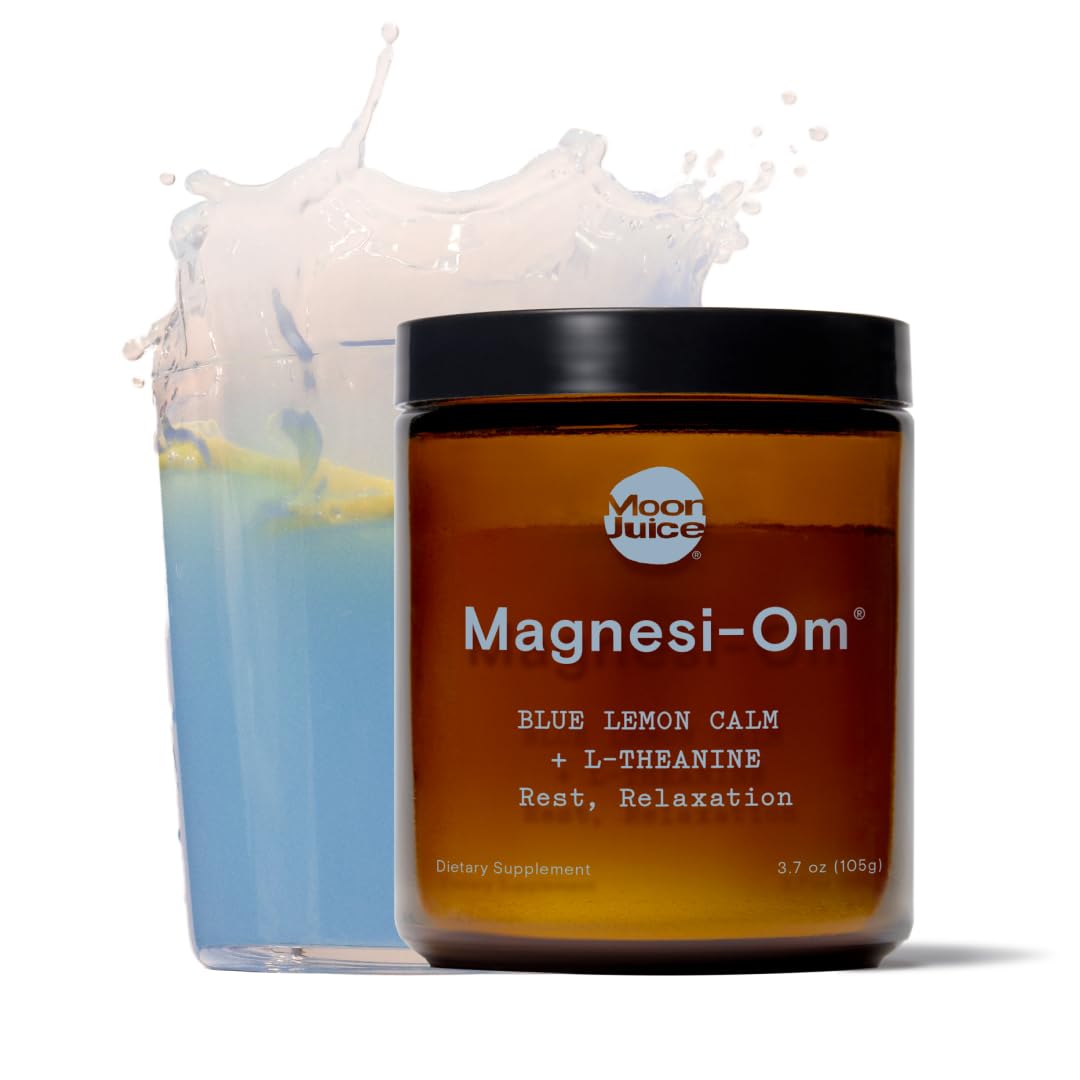 Moon Juice Magnesi-Om Magnesium Powder – Chelated Magnesium + L-Theanine for Rest, Relaxation & Regularity – Vegan & Non-GMO – Blue Lemon, 4.2 oz - Calm Era