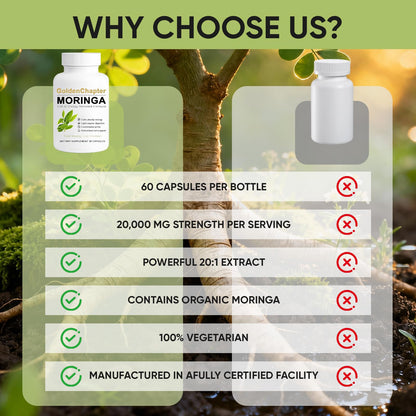 Golden Chapter Moringa Capsules with Iron, Magnesium, B12 & Vitamin C 60ct