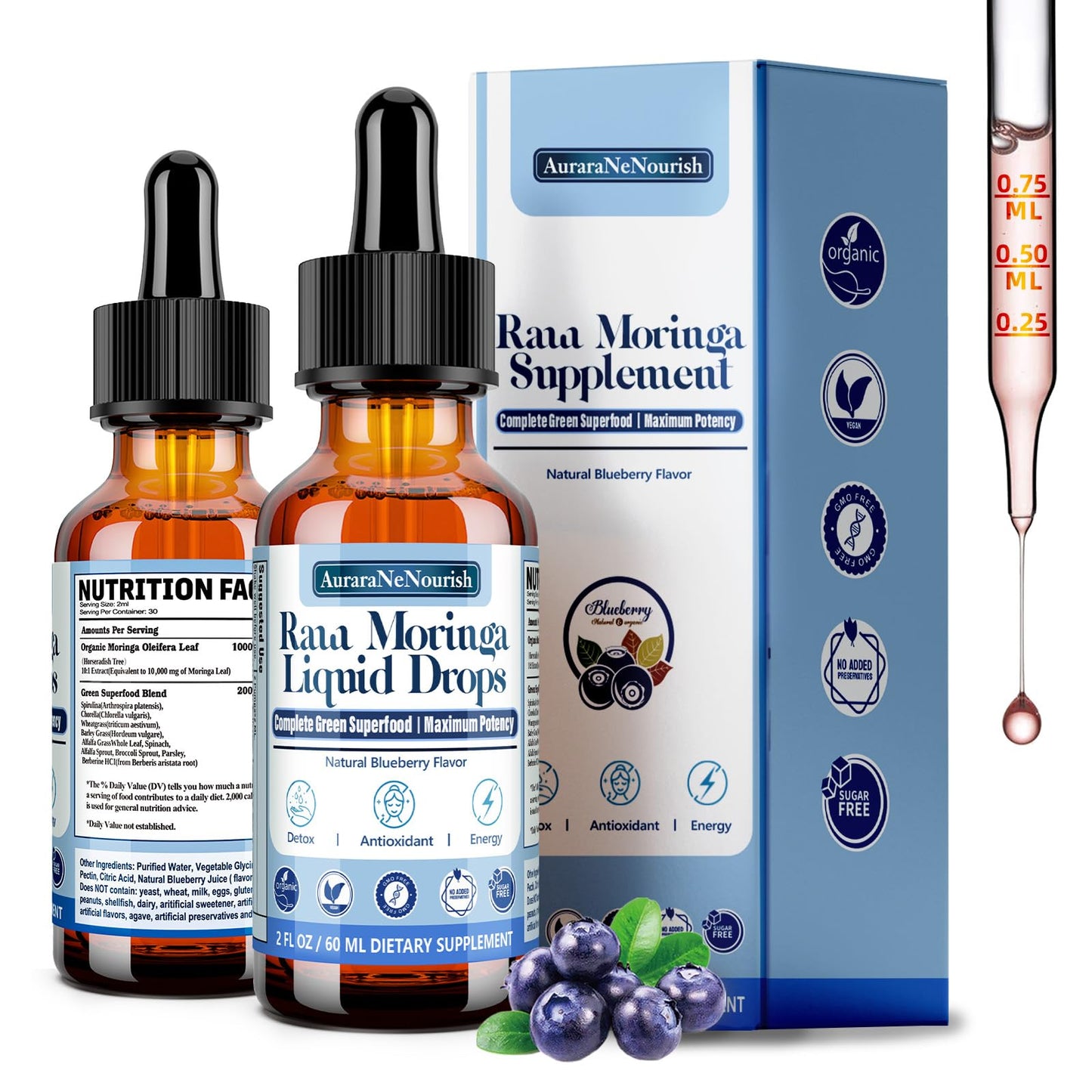 Pure Moringa Organic Liquid Drops 10:1 Extract 2-Pack