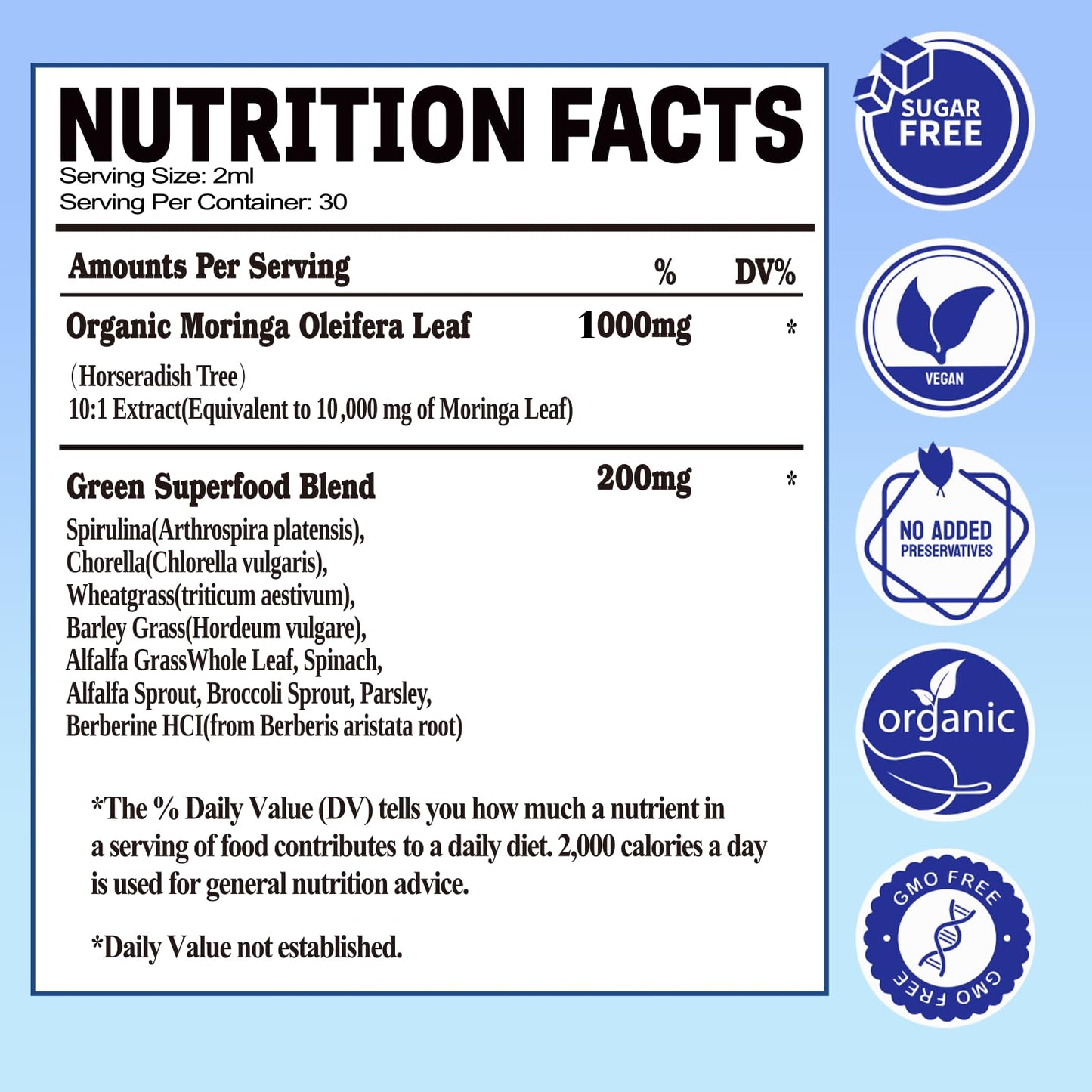 Pure Moringa Organic Liquid Drops 10:1 Extract 2-Pack