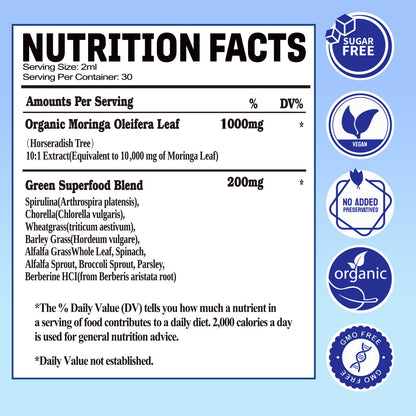 Pure Moringa Organic Liquid Drops 10:1 Extract 2-Pack