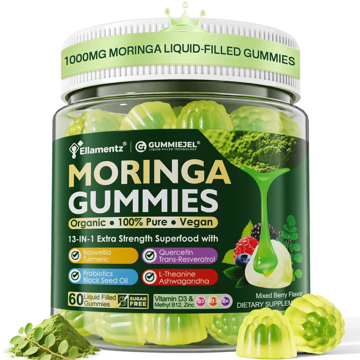 Moringa Gummies 1000mg Sugar-Free 13-in-1 | 60ct | USA Made