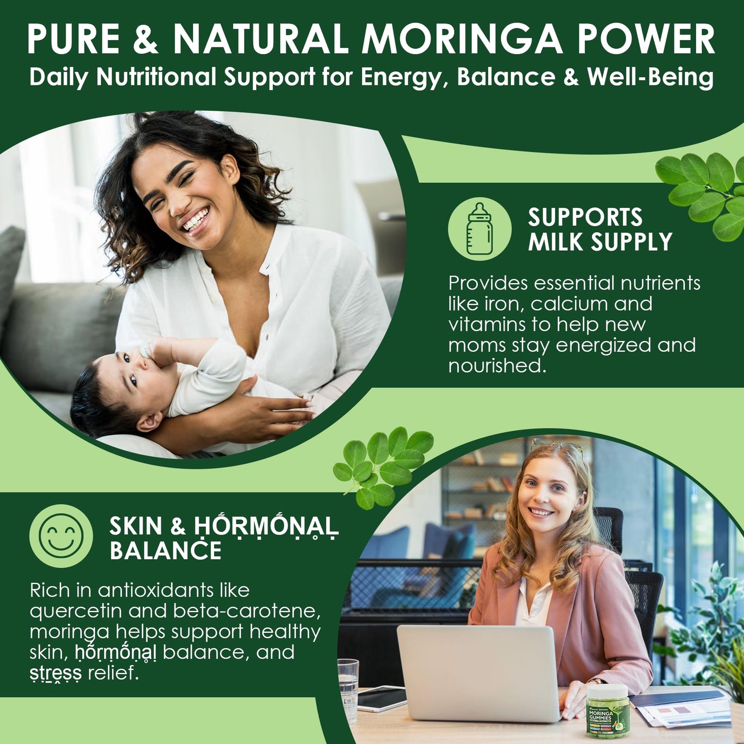 Moringa Gummies 1000mg Sugar-Free 13-in-1 | 60ct | USA Made