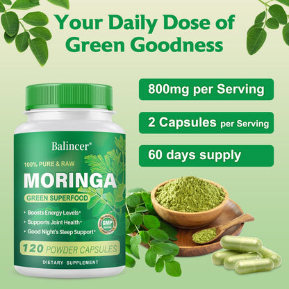 Balincer Moringa Powder Capsules 800mg | 240 Vegan Capsules