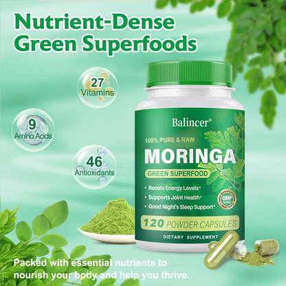 Balincer Moringa Powder Capsules 800mg | 240 Vegan Capsules