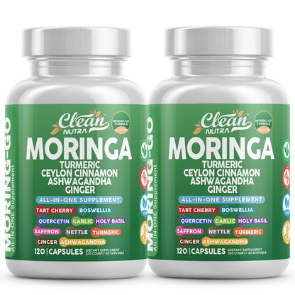 Clean Nutra Moring-Go Moringa & Turmeric Capsules 13-in-1