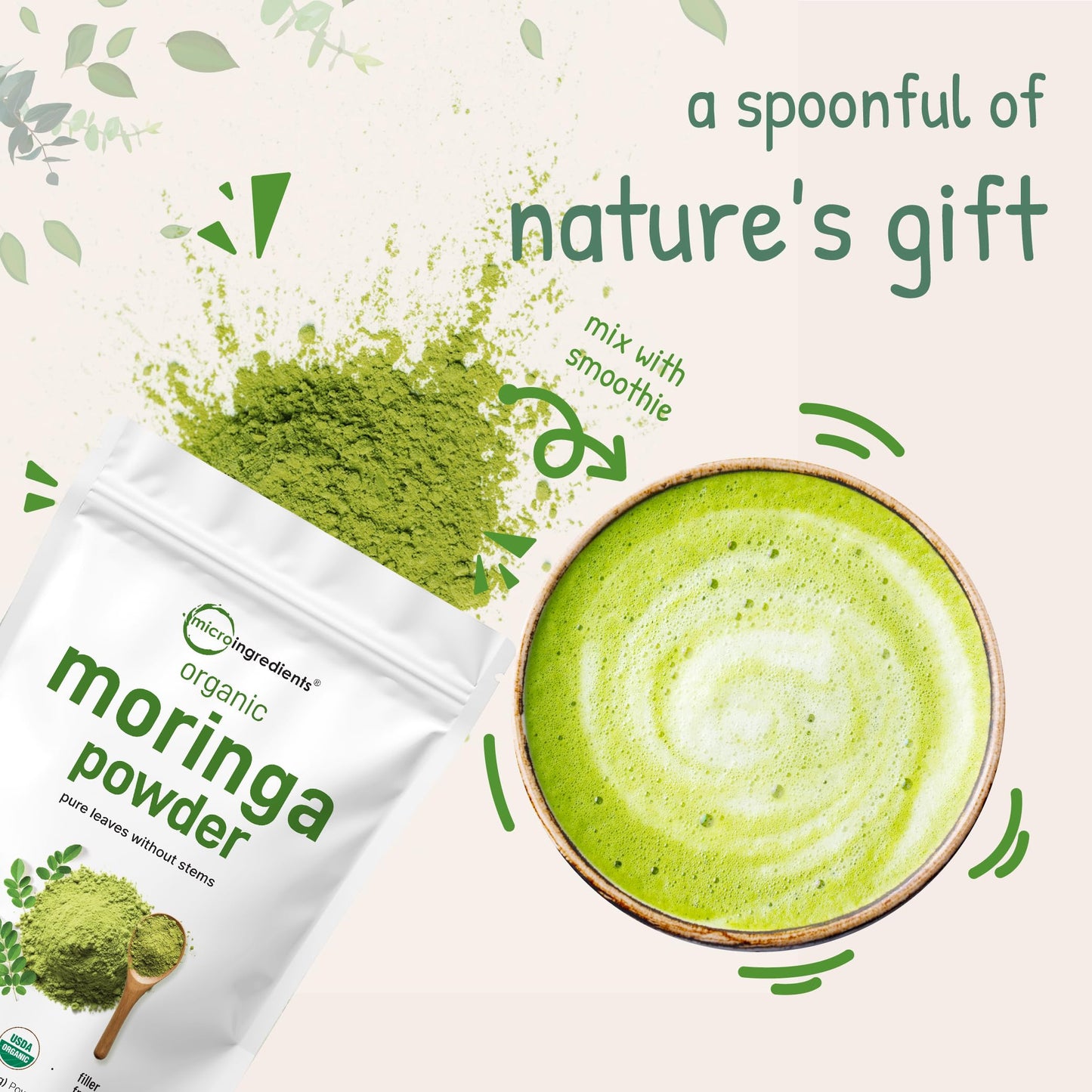 Organic Moringa Oleifera Leaf Powder 2lb | India Grown | Vegan Superfood