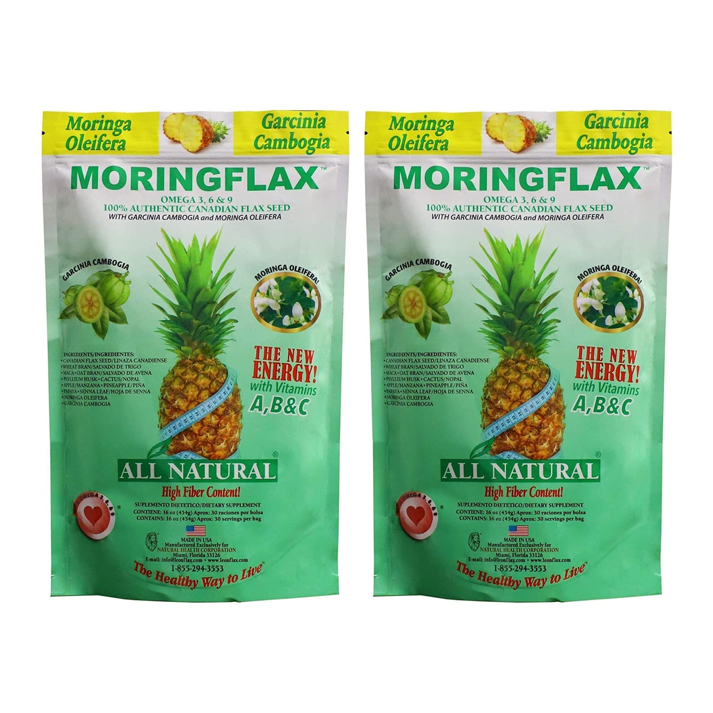 Moringflax Natural Flax Seed with Garcinia & Moringa 16oz 2-Pack