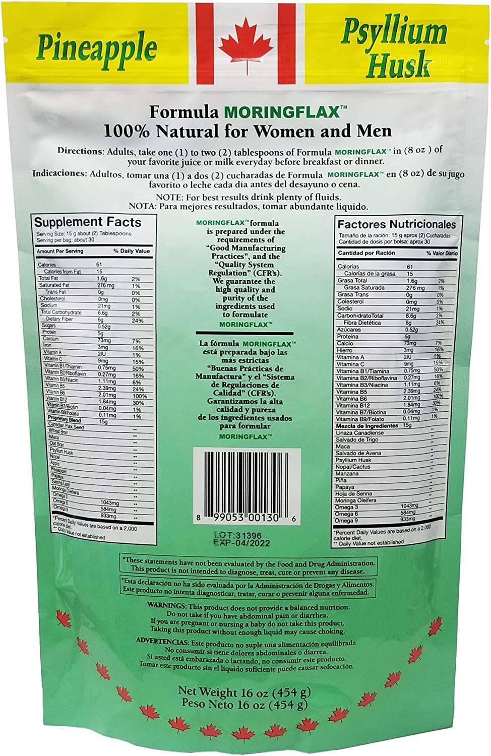 Moringflax Natural Flax Seed with Garcinia & Moringa 16oz 2-Pack