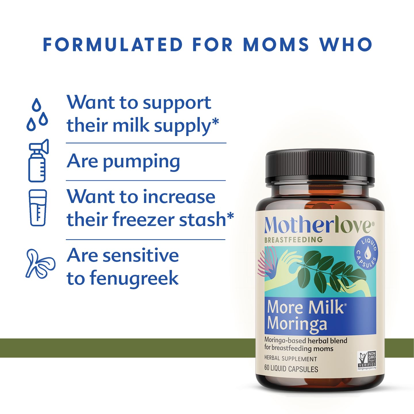 Motherlove More Milk Moringa Lactation Supplement | Fenugreek-Free Vegan