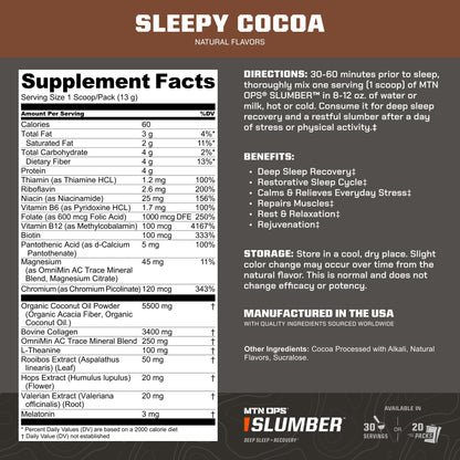 MTN OPS Slumber – Sleep Aid for Deep Sleep & Muscle Recovery 20 Servings
