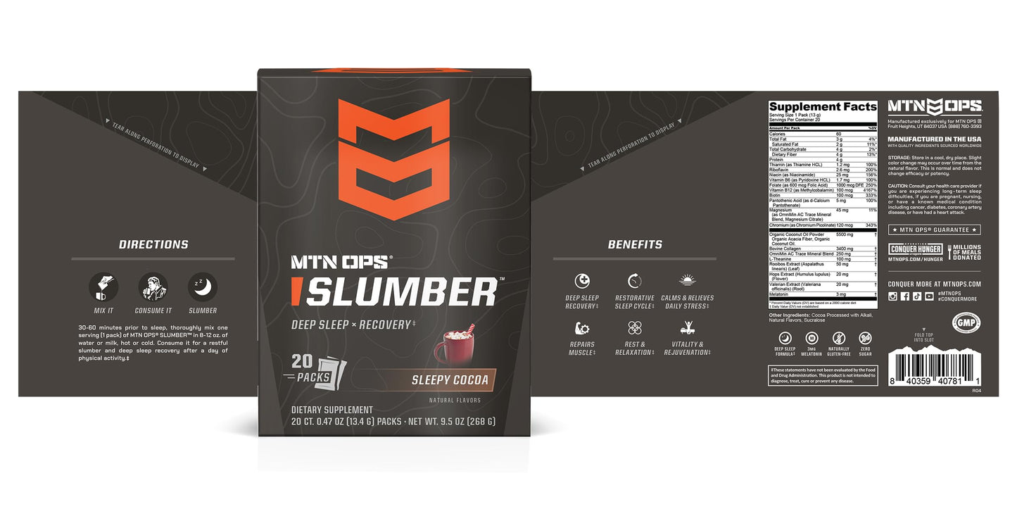 MTN OPS Slumber – Sleep Aid for Deep Sleep & Muscle Recovery 20 Servings