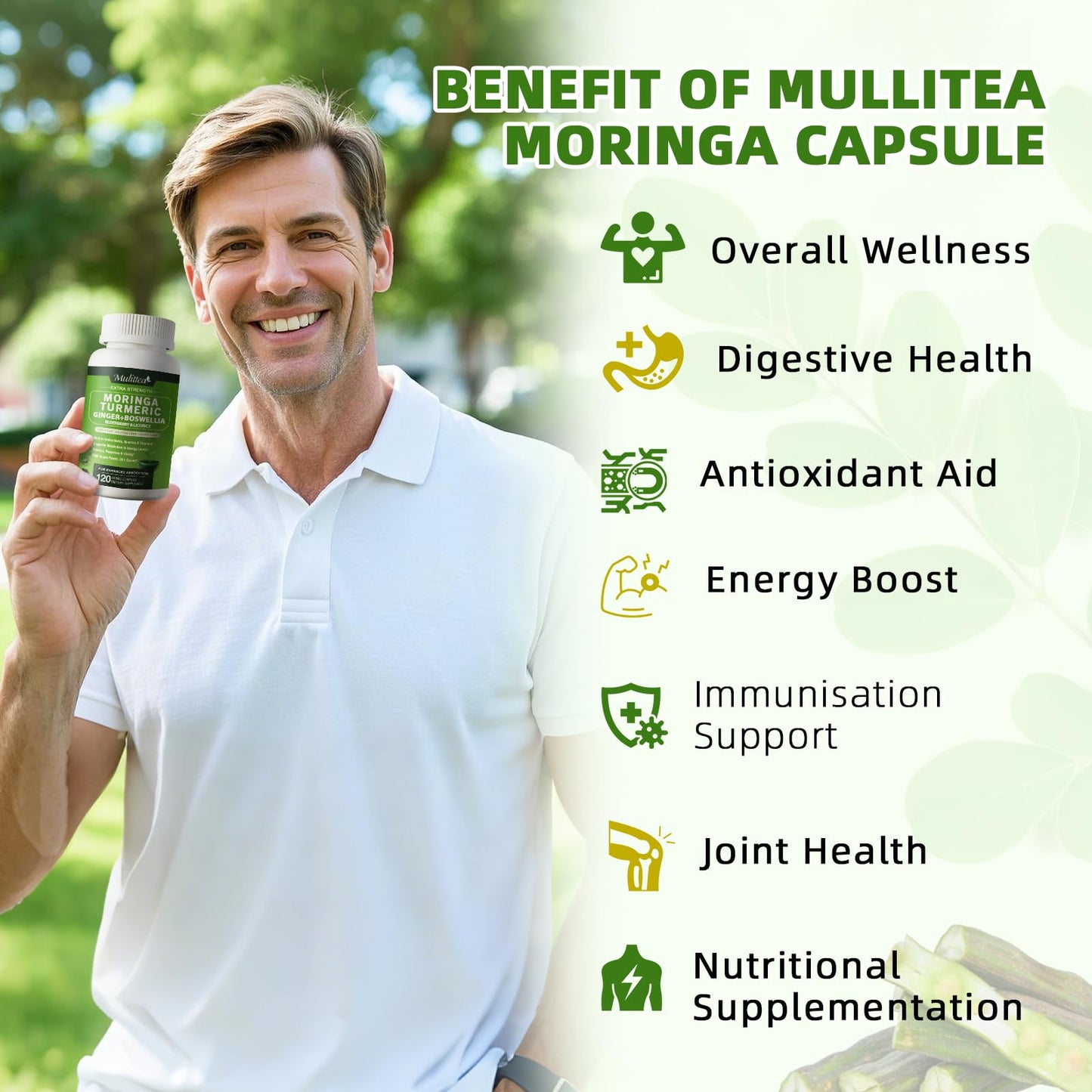 Mulittea Moringa Capsules 1000mg 7-in-1 | 2-Pack 120 Vegan Capsules