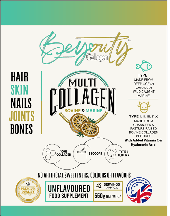 BeYouty Bovine & Marine Collagen Powder, 550g