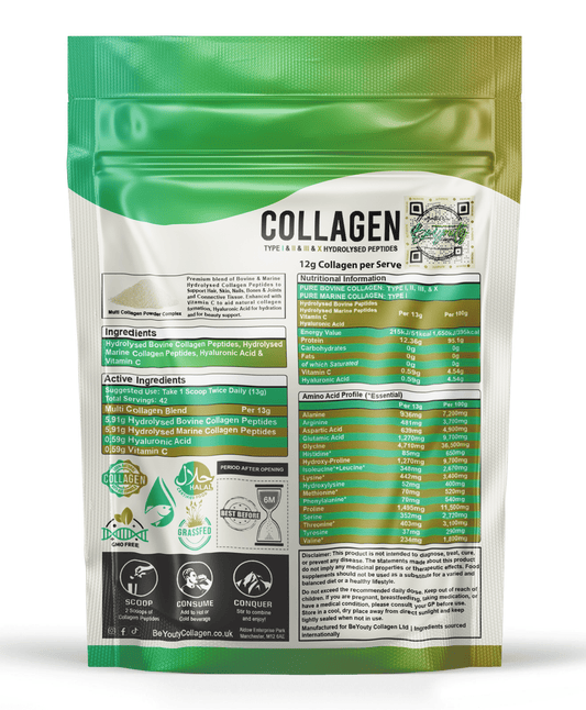 BeYouty Bovine & Marine Collagen Powder, 550g