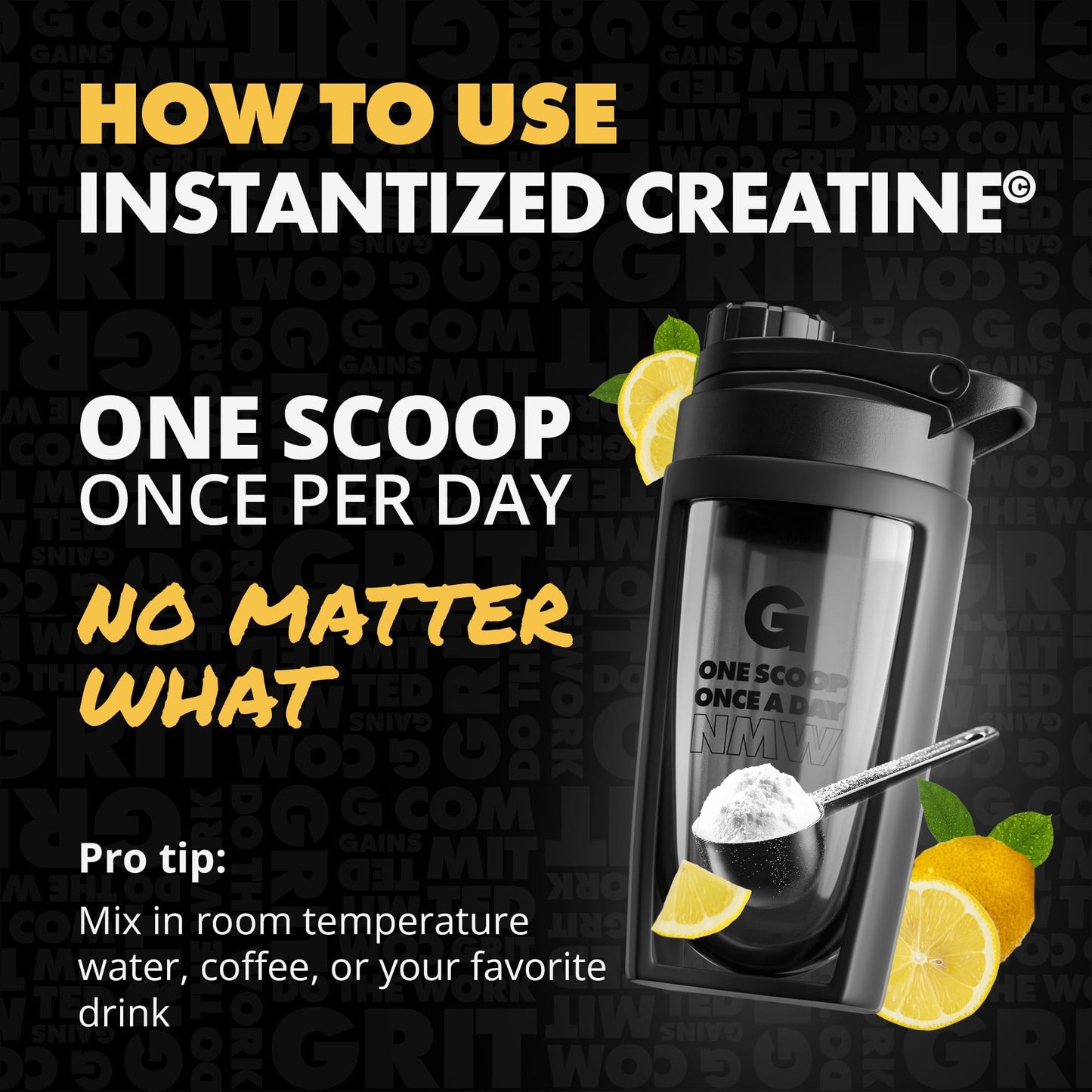 Gains in Bulk Instantized Creatine Monohydrate – Sweet Lemonade 30 Servings