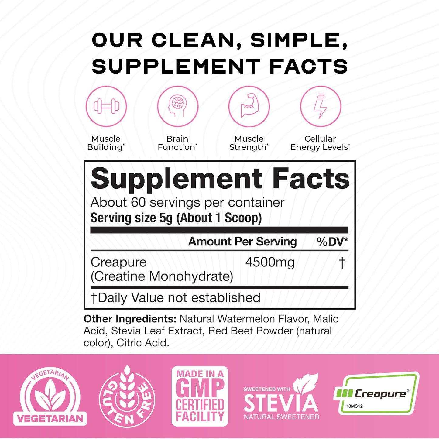Muscle Feast Creapure Creatine – Watermelon 300g