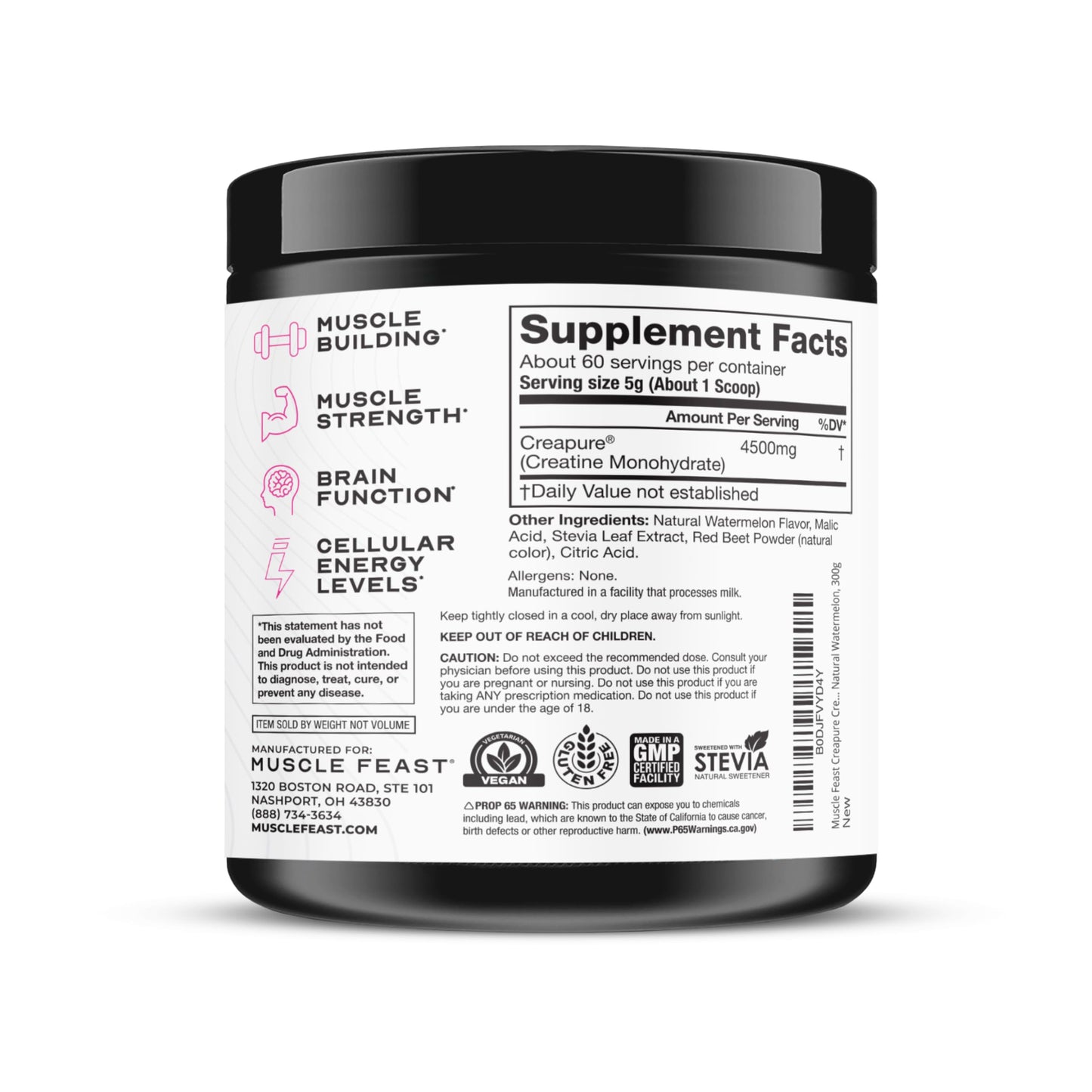 Muscle Feast Creapure Creatine – Watermelon 300g