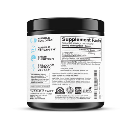Muscle Feast Creapure Creatine – Blue Raspberry 300g