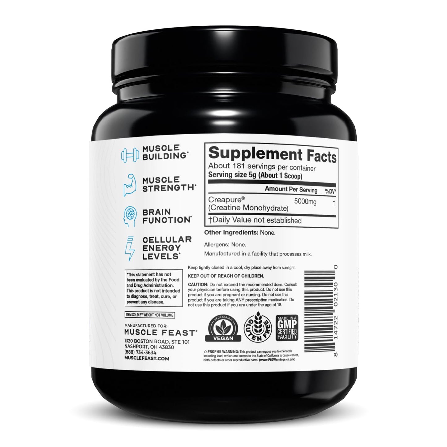 Muscle Feast Creapure Creatine Unflavored – 2lb