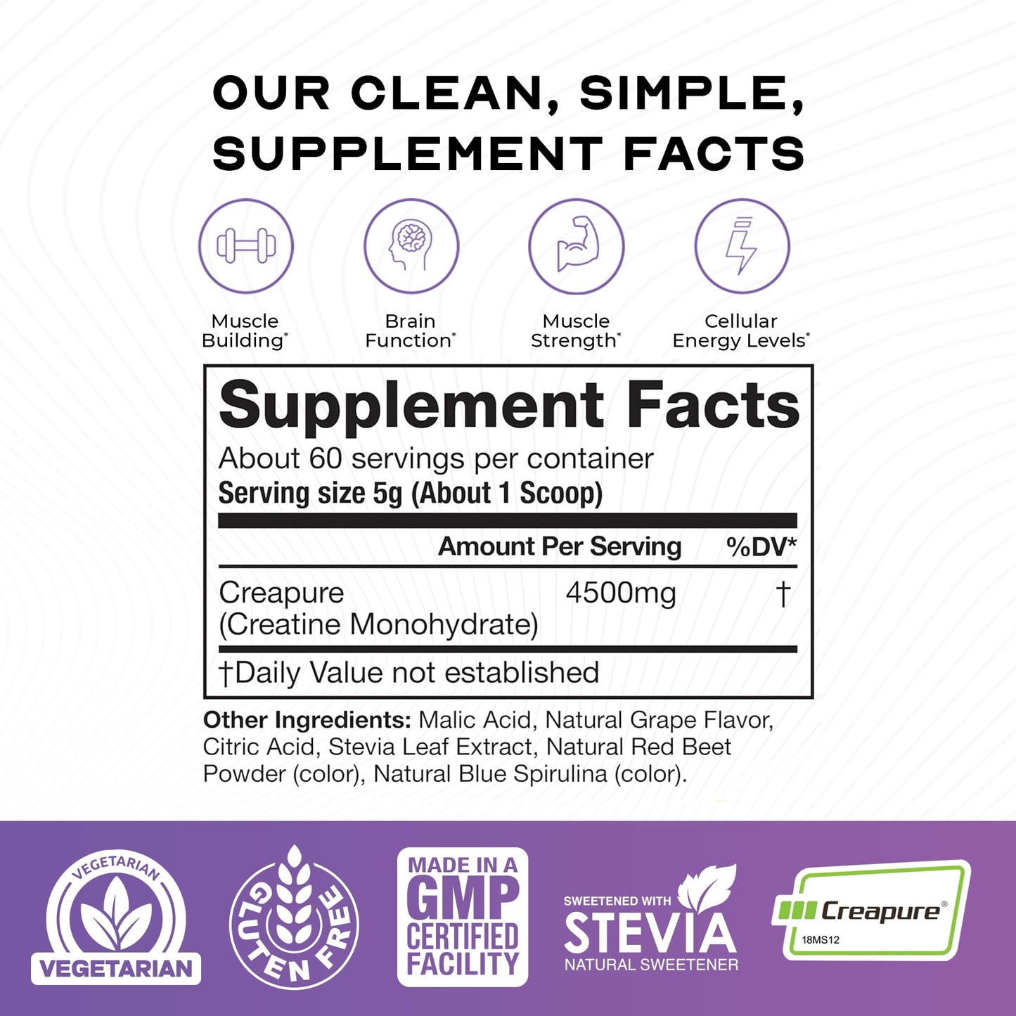 Muscle Feast Creapure Creatine – Grape 300g