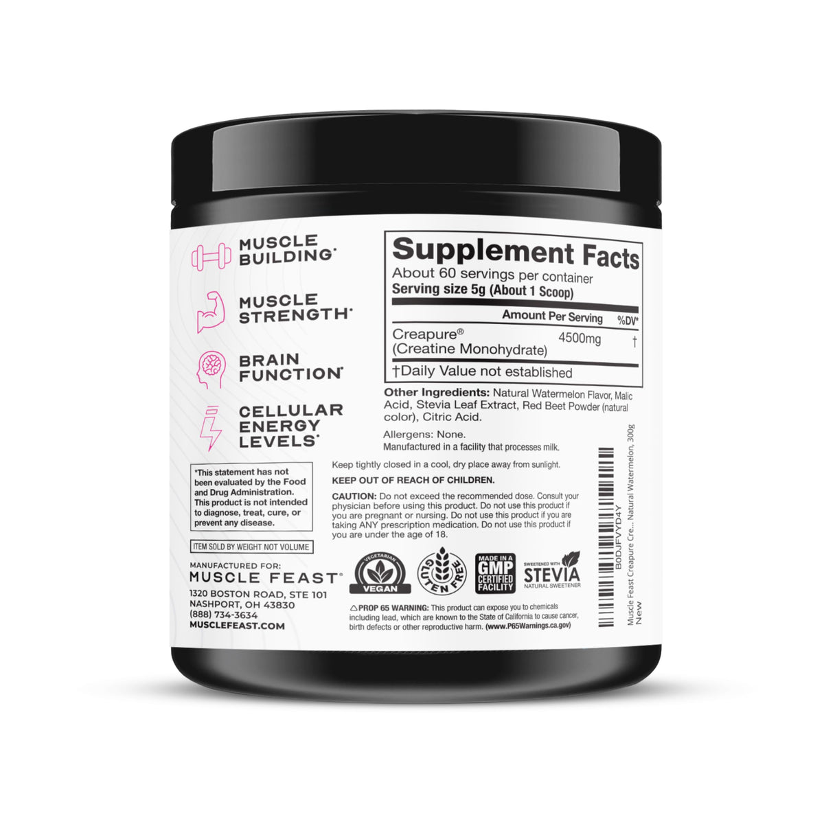 Muscle Feast Creapure Creatine – Watermelon 300g - Calm Era