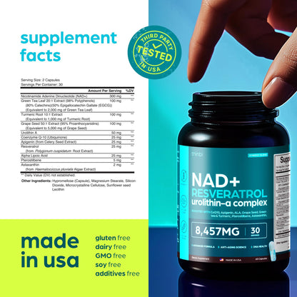 NAD Supplement 8457mg – Extra Strength NMN Liposomal + Green Tea for Women & Men