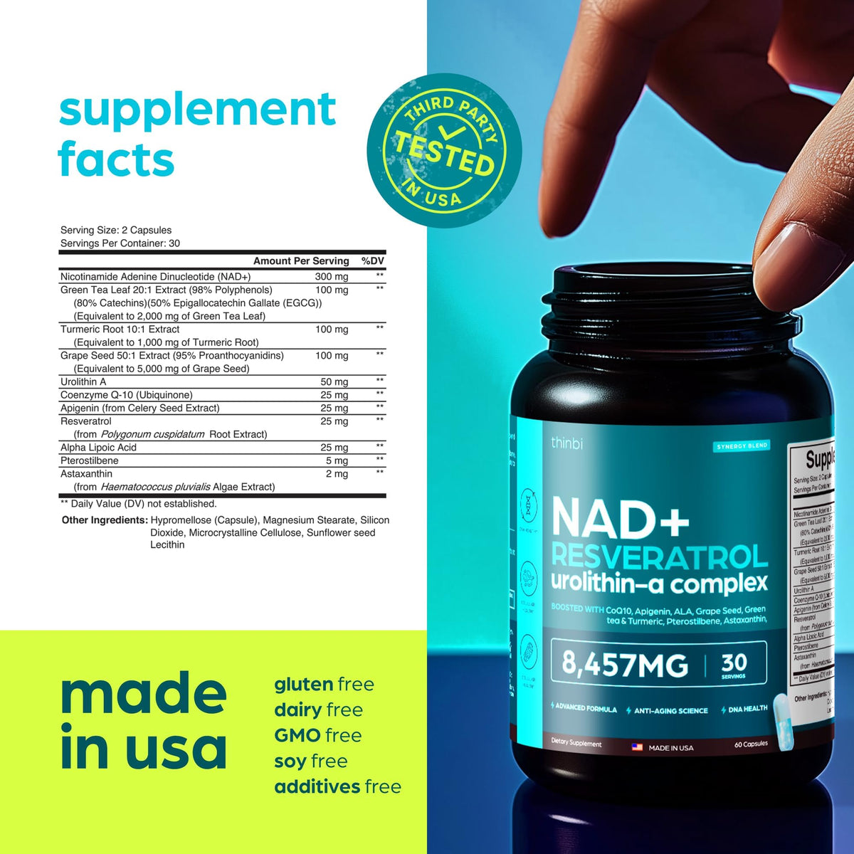 NAD Supplement 8457mg – Extra Strength NMN Liposomal + Green Tea for Women & Men - Calm Era