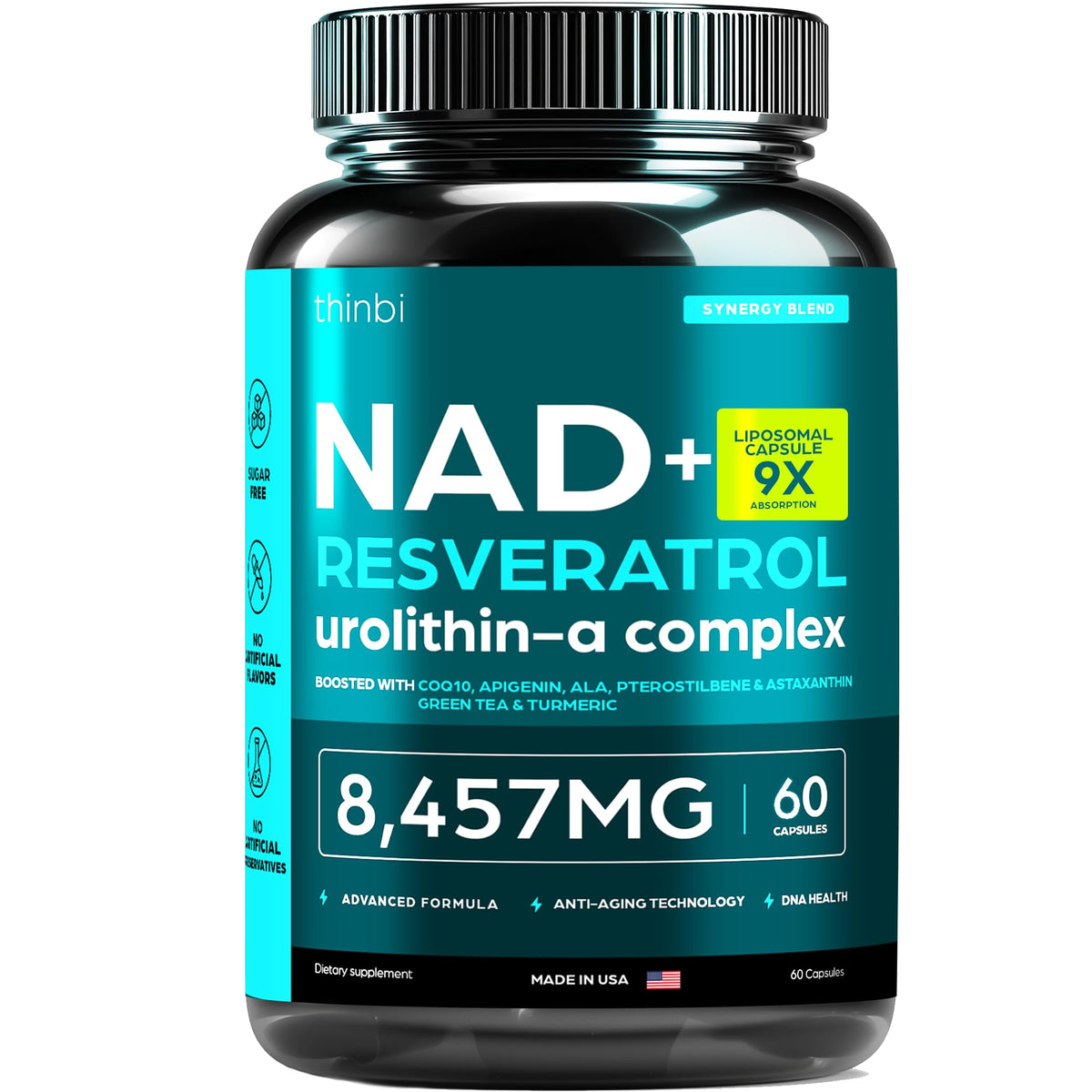 NAD Supplement 8457mg – Extra Strength NMN Liposomal + Green Tea for Women & Men - Calm Era
