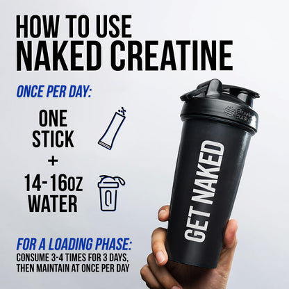 NAKED Pure Lemon Lime Creatine Monohydrate Stick Packs | 30 Pack | Vegan