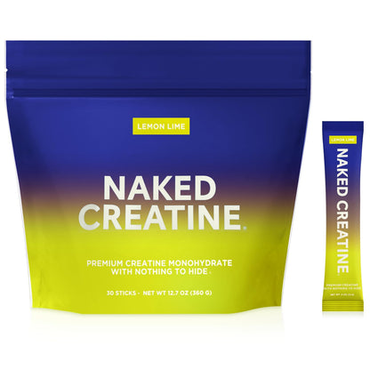 NAKED Pure Lemon Lime Creatine Monohydrate Stick Packs | 30 Pack | Vegan