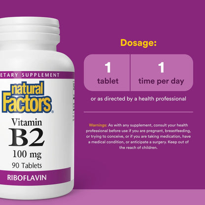 Natural Factors Vitamin B2 Riboflavin 100mg — 90 Tablets
